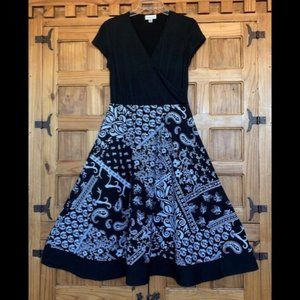 Coldwater Creek Sz 8P Black & White Dress Circle Skirt